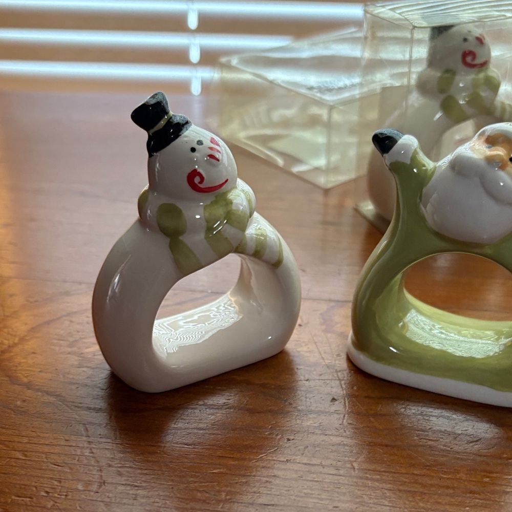 Festive Snowman Napkin Rings Set - Picture 4 of 8